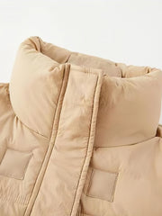 Women's Solid Puffer Jacket Warm Winter Thickened Outdoor Sports Coat