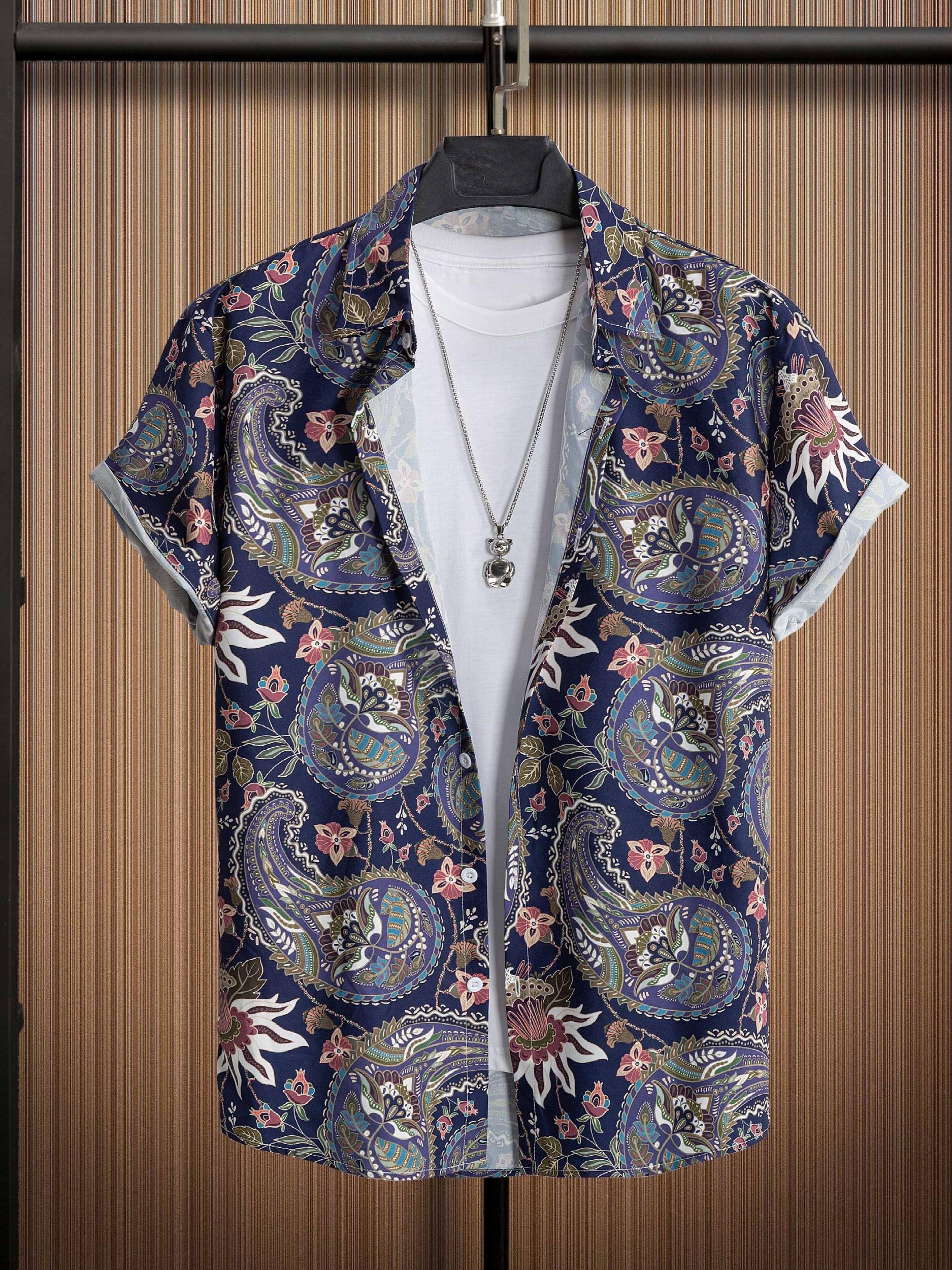 Paisley Print Men s Casual Short Sleeve Hawaiian Shirt