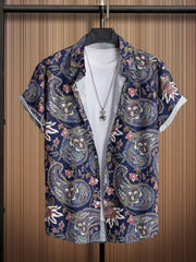 Paisley Print Men s Casual Short Sleeve Hawaiian Shirt