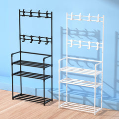 2-in-1 Multifunctional Shoes Organizer Shelf with Coat Rack
