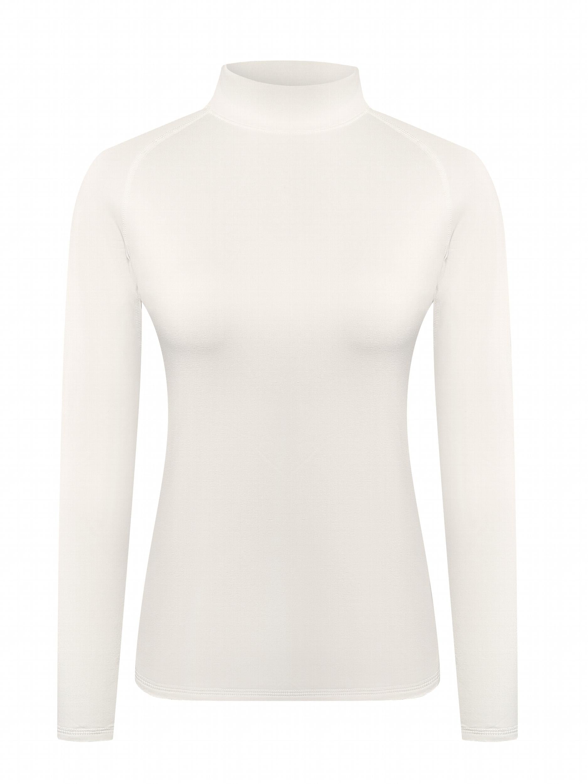 High Turtleneck Pullover Top Long Sleeves Stretch Warm Shirt Women