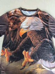 Men's Eagle Print T-shirt Casual Stretch Tee for Outdoors