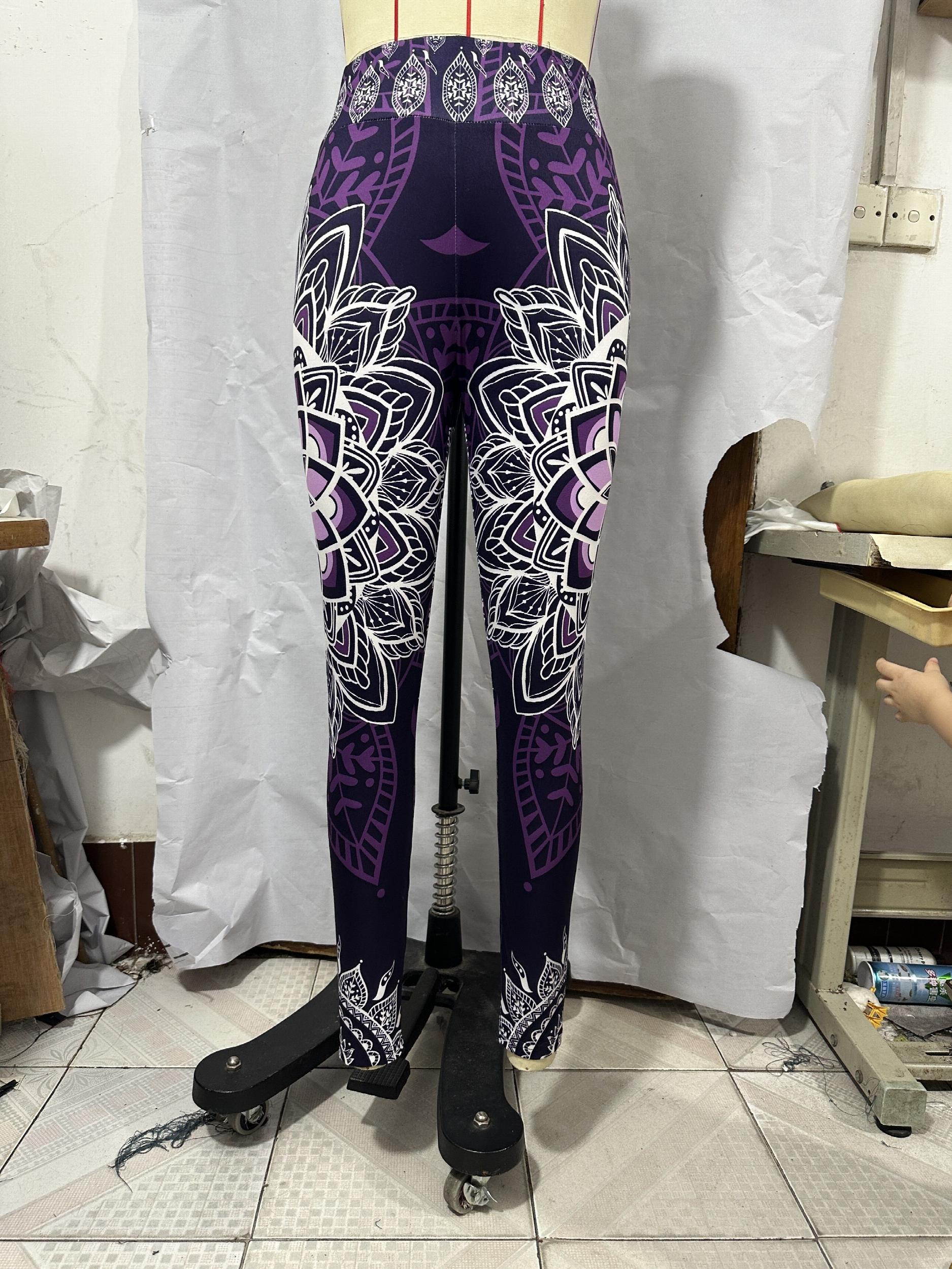 Ethnic Floral Print High Waist Leggings Long Length