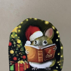 2pcs Funny Christmas Mouse Stickers - Home Decor Fun