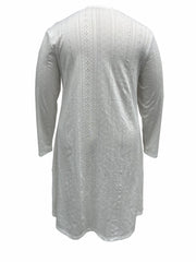 Casual Dress Women's Plus Solid Eyelet Embroidery Button Decor Dress