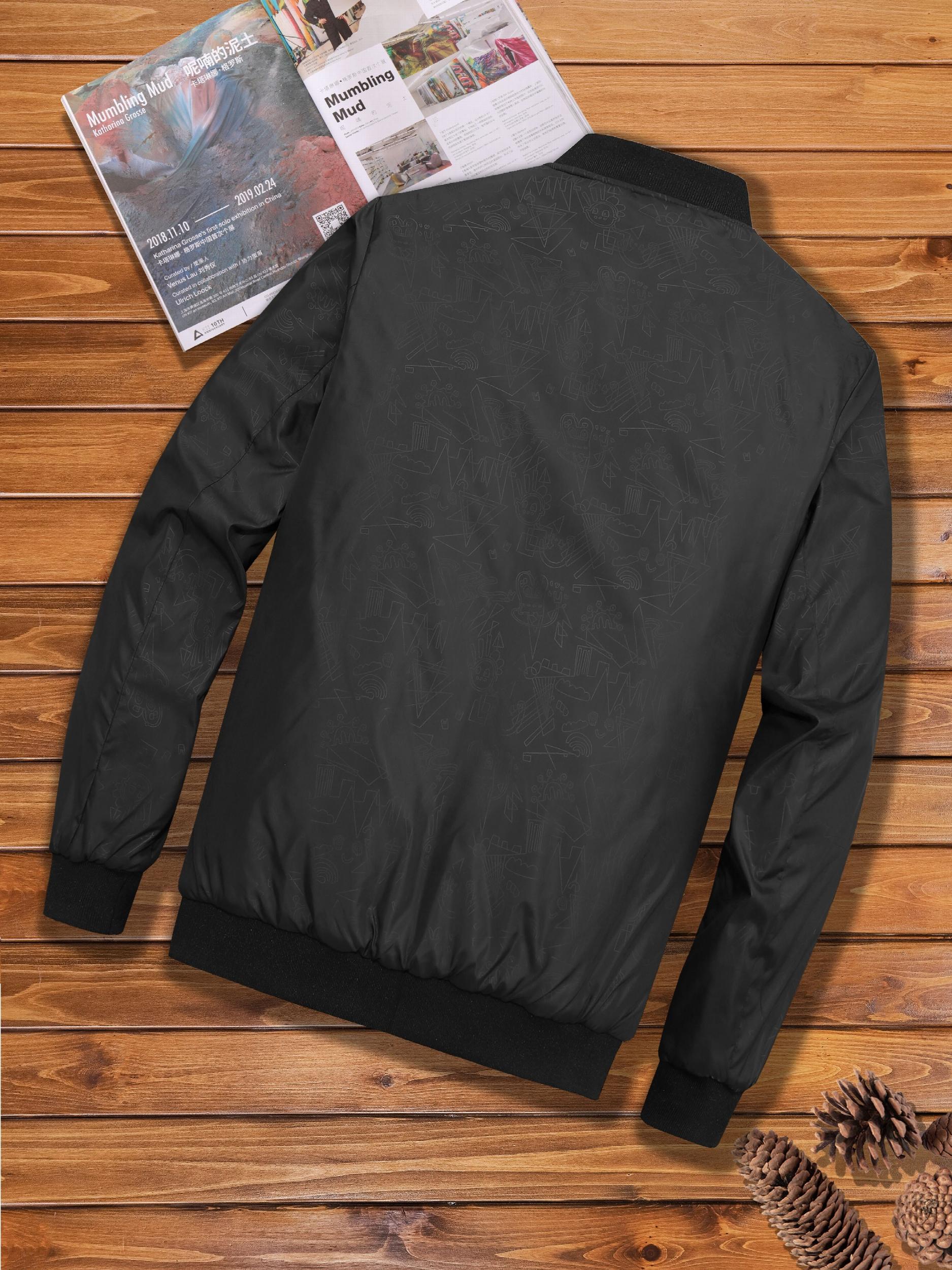 Men's All Over Print Winter Jacket Zip Up Cotton Padded for Fall Winter