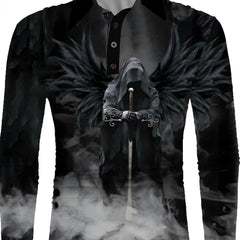 Men's Casual 1/4 Zipper Halloween Graphic Print Sports Top