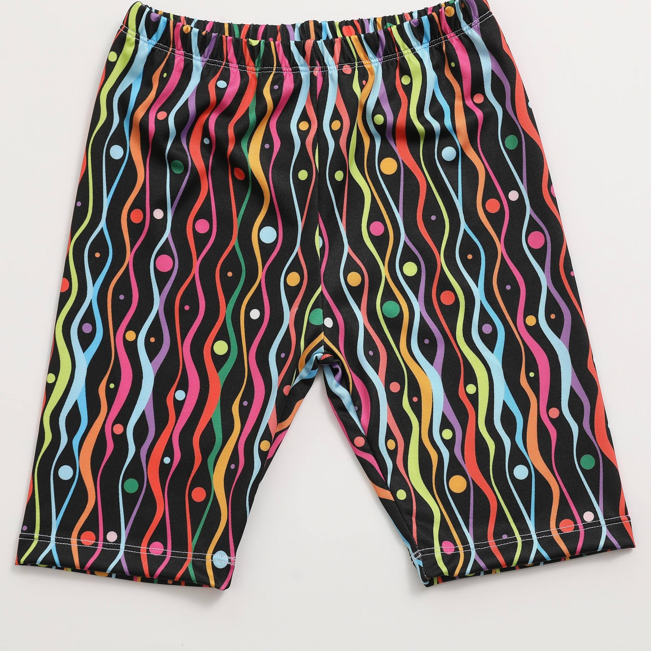 Toddler Girls Wavy Pattern Dance Shorts Breathable Stretchy Safety