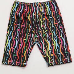 Toddler Girls Wavy Pattern Dance Shorts Breathable Stretchy Safety