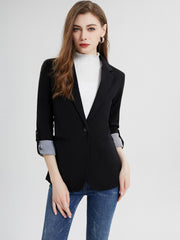 V Neck Pocket Basic Blazer Coat Casual Long Sleeve Loose Blazer