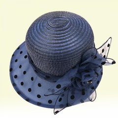 Polka Dot Stitching Bucket Hat Sun Hat Organza Derby Hat Lightweight