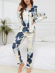 Floral Print Pajama Set Long Sleeve Top & Pants Women's Sleepwear