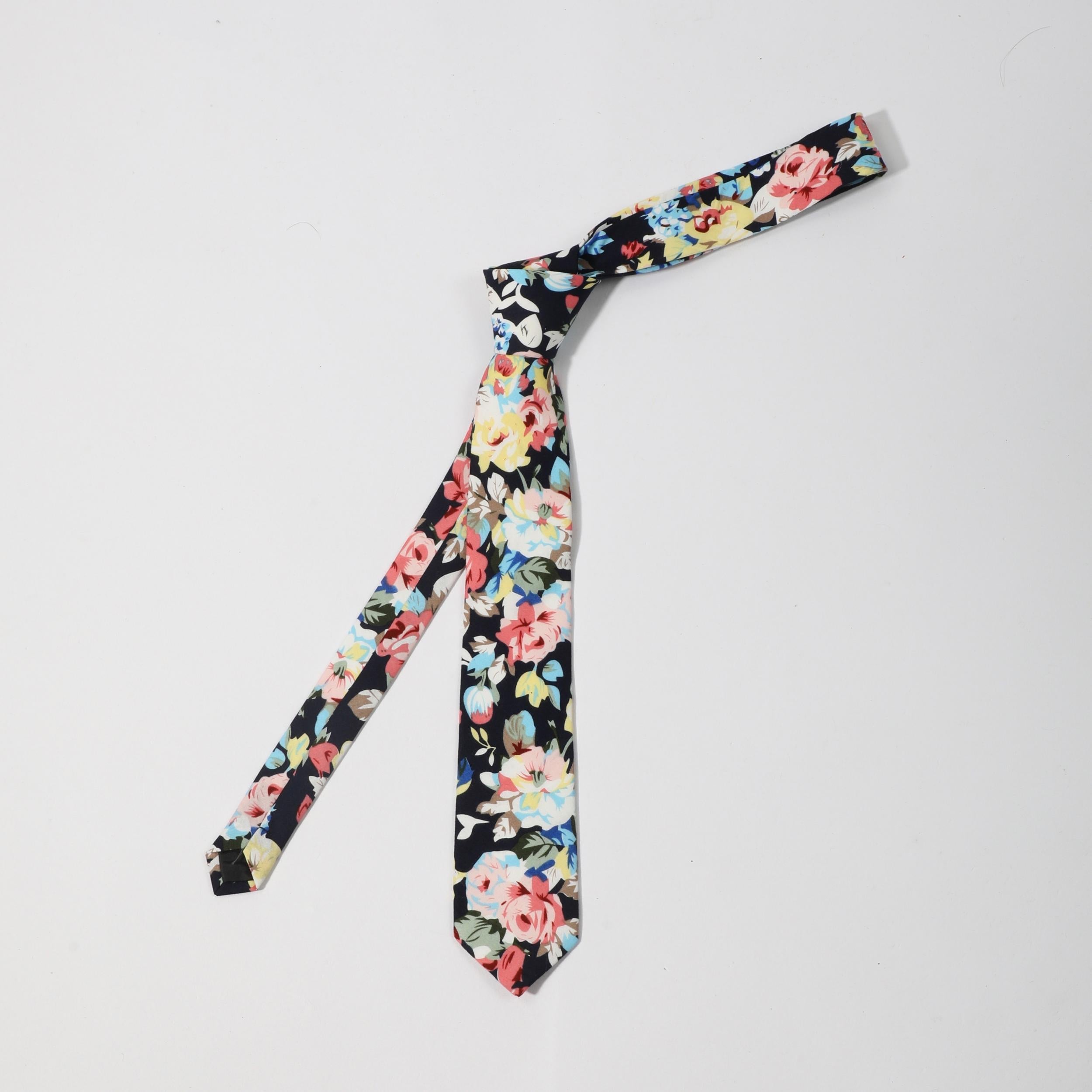 Summer College Style Funky Casual Cotton Floral Print Tie