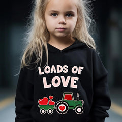 2pcs Heart Truck & LOADS OF LOVE Graphic Hoodies Pants Set