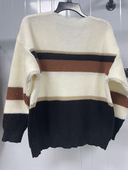 Striped Long Sleeve V Neck Sweater