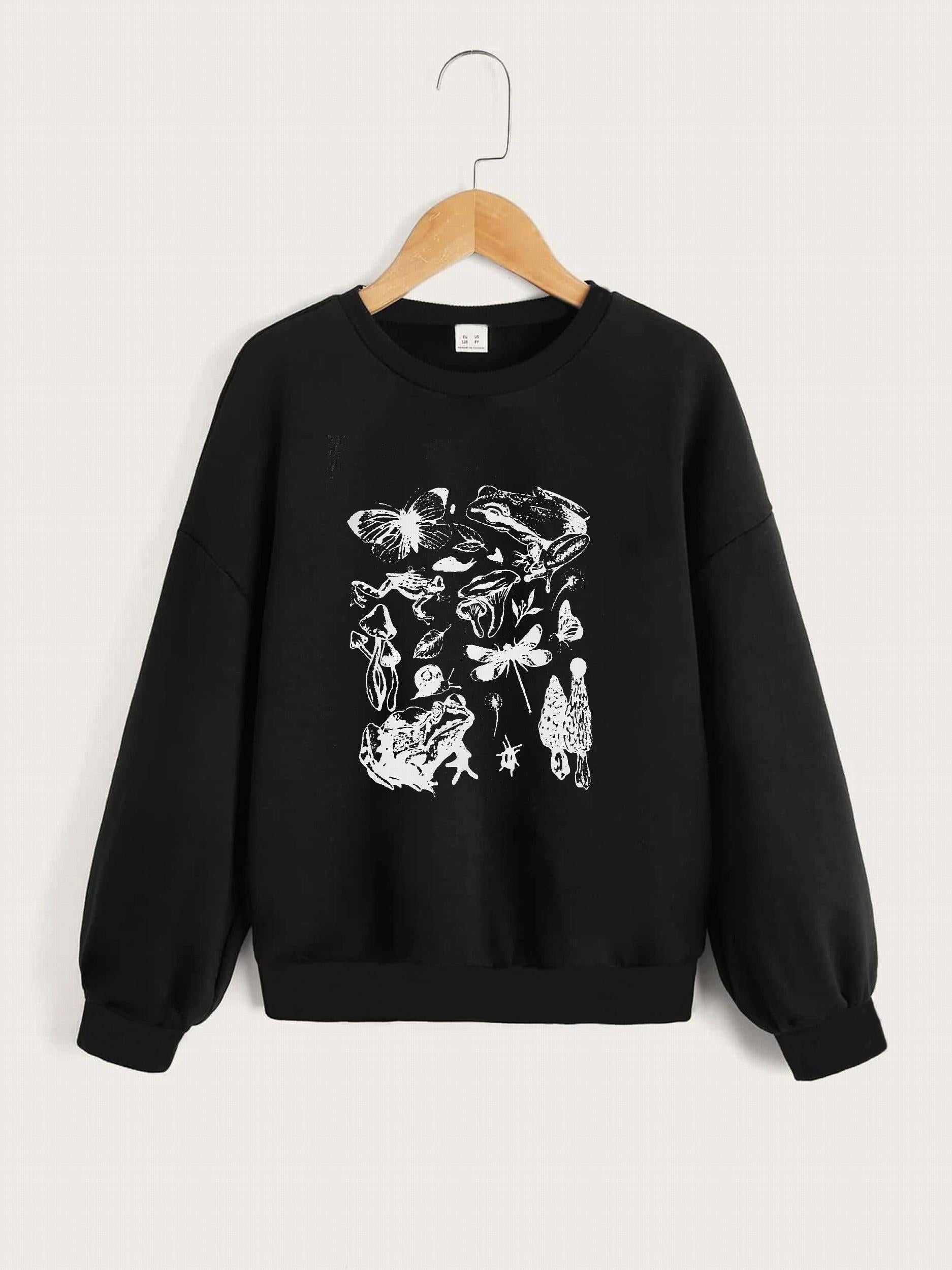 Girls' Leopard Portrait Graphic Sweatshirt Long Sleeve Pullover