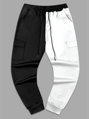 Men's Block Cargo Pants Flap Pocket Drawstring Jogger