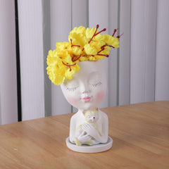 Cat Girl Resin Vase for Home Decor