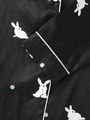 Bunny Print Pajama Set Long Sleeve Top & Pants