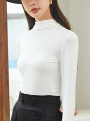 Mock Neck Lounge Top Long Sleeve Slim Fit
