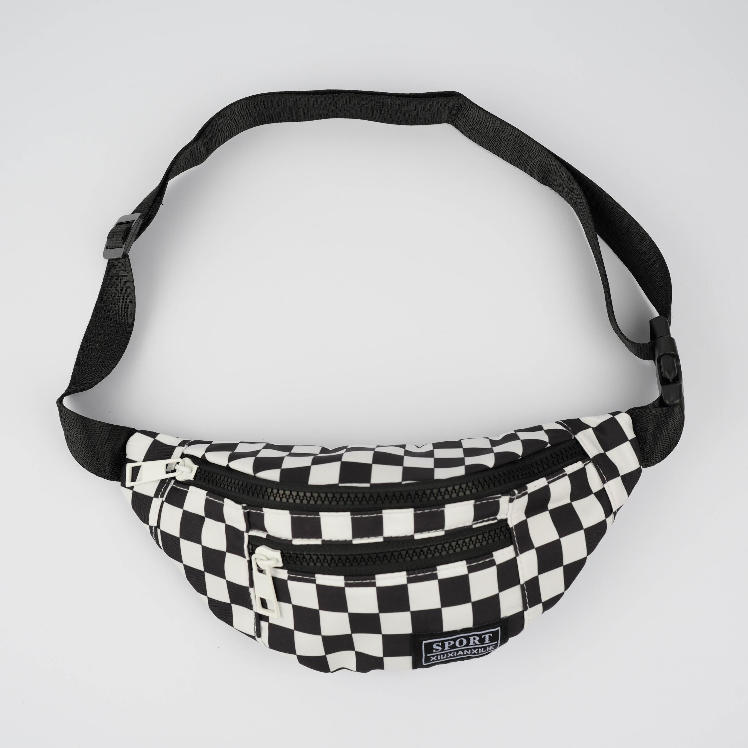 Unisex Checkerboard Zipper Fanny Pack Bag Sling Bag