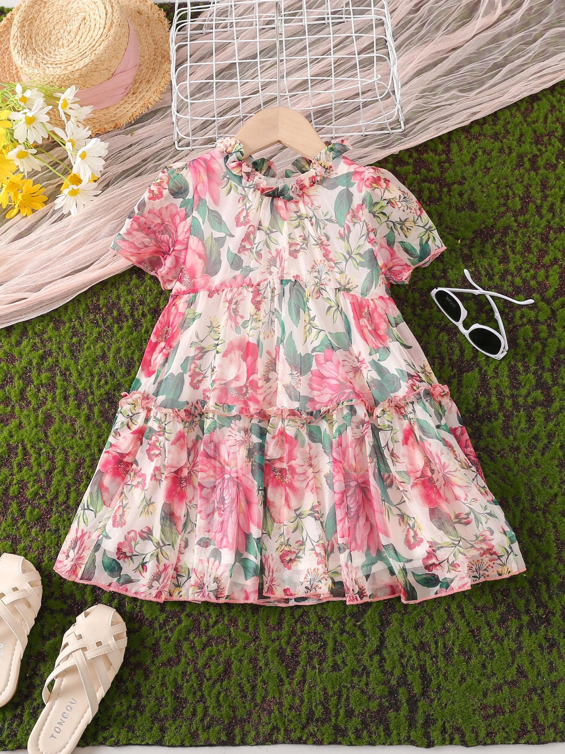 Baby Girls Ruffles Flowers Princess Dress Summer Clothes