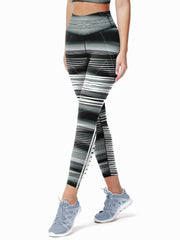 Striped Print Yoga Pants High Waist Slim Fit Leggings