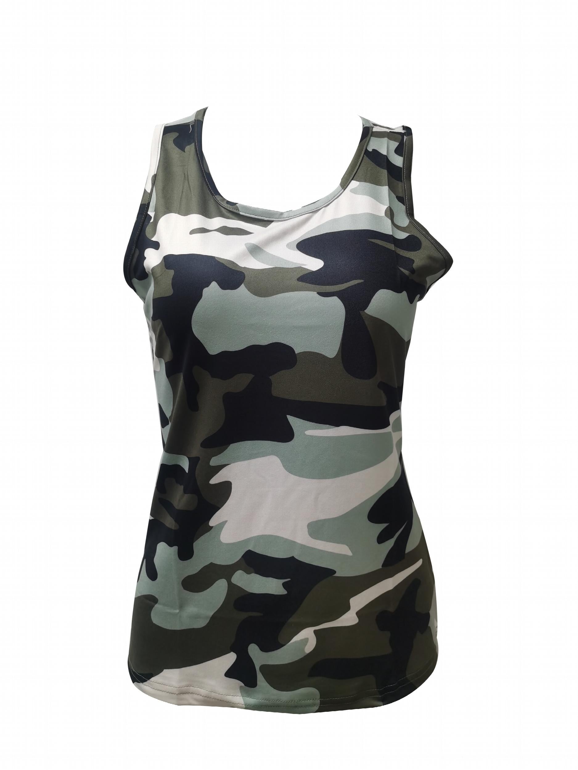 Camo Print Tank Top Racerback Sleeveless Summer Women's Clothing