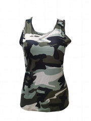 Camo Print Tank Top Racerback Sleeveless Summer Women's Clothing