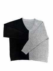 Colorblock V Neck Sweater Long Sleeve