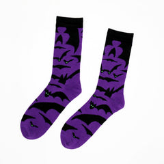 Bat Pattern Socks Halloween Comfy & Funny Mid Tube Socks Women's Stockings
