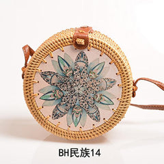 Ladies Beach Retro Handbag Vintage National Style Rattan Women Shoulder Bags
