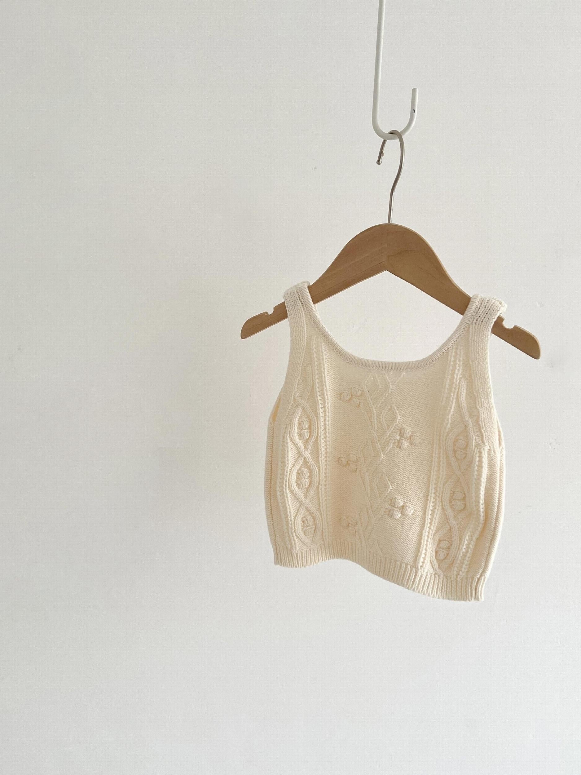 Baby Girl's Knitted Crop Top & Casual Blouse Set