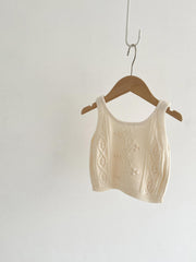 Baby Girl's Knitted Crop Top & Casual Blouse Set
