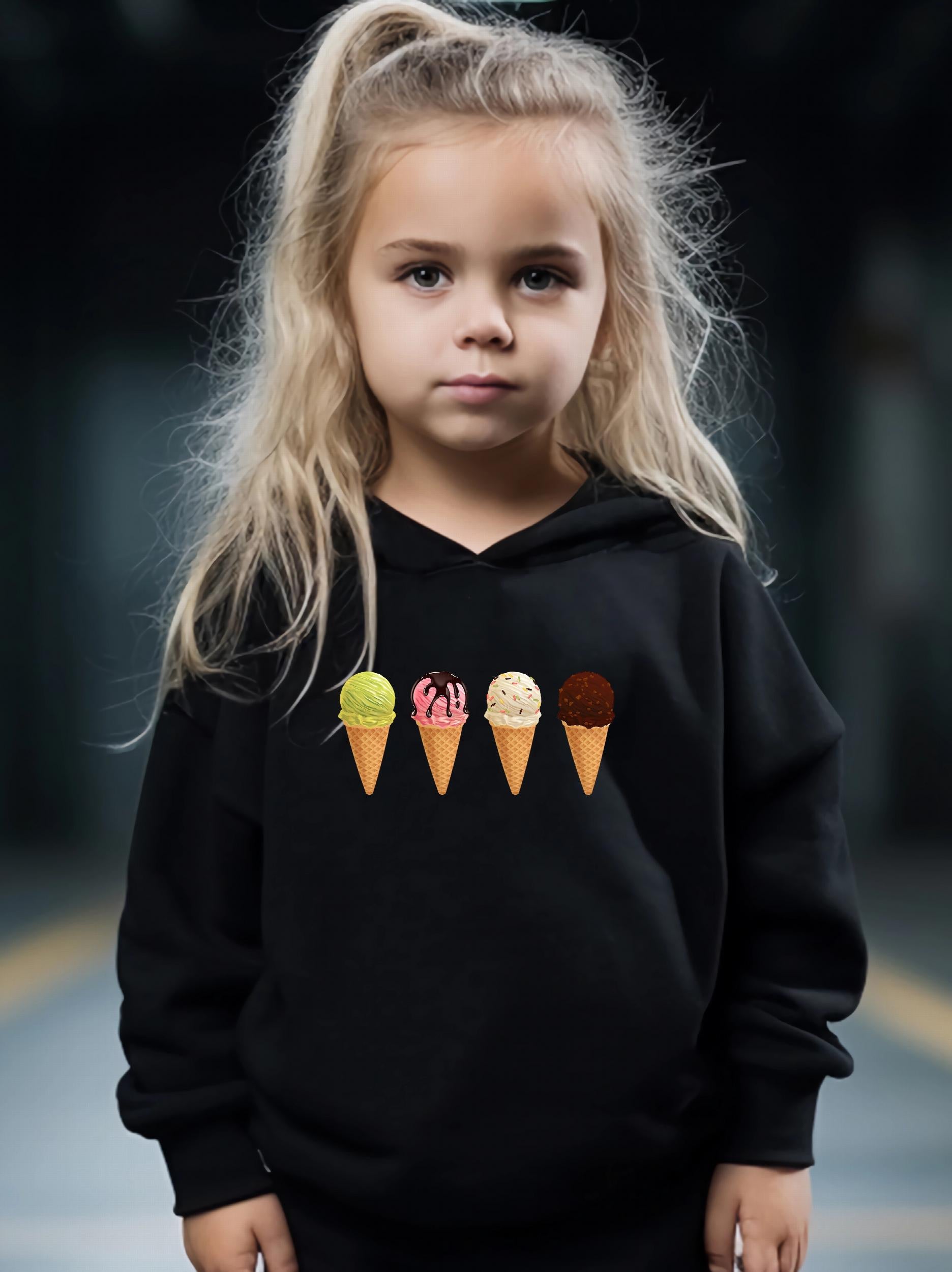 Ice Creams Print Girls Hoodies Jogger Pants Set Sports