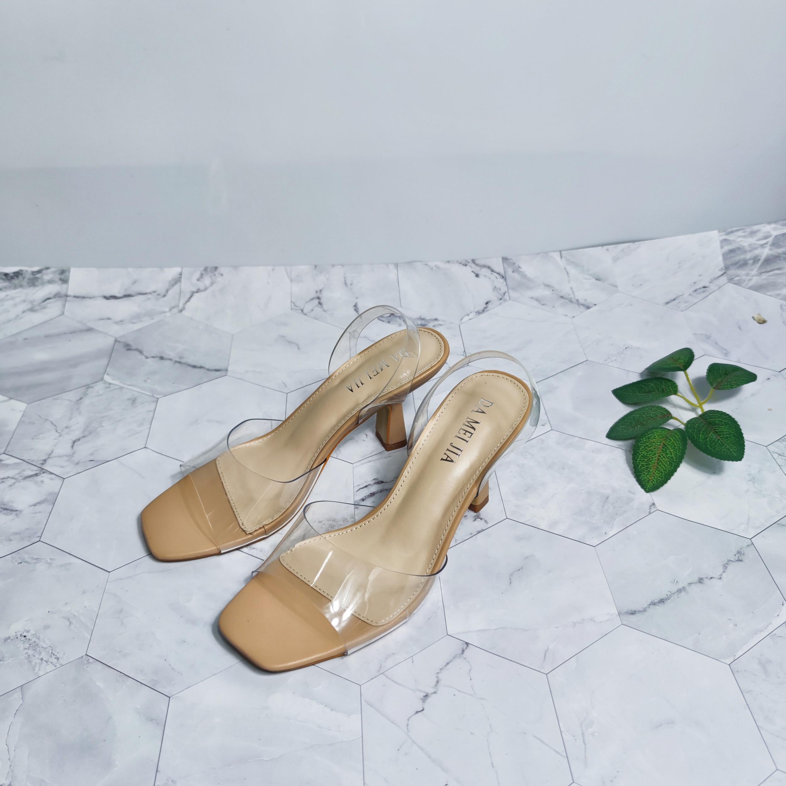 Comfortable High Heel Sandals with Transparent Straps