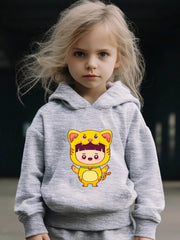 Cartoon Boy Print 2pcs Girls Outfits For Sports Spring Fall Outdoor Gift