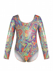 Dreamy Butterfly Tie Dye Gymnastics Suit Long Sleeve