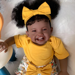 24in Reborn Baby Girl Doll Dark Brown Newborn Toddler Doll