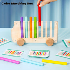 Wooden Matching Bus Toy for Kids 3-6 Years