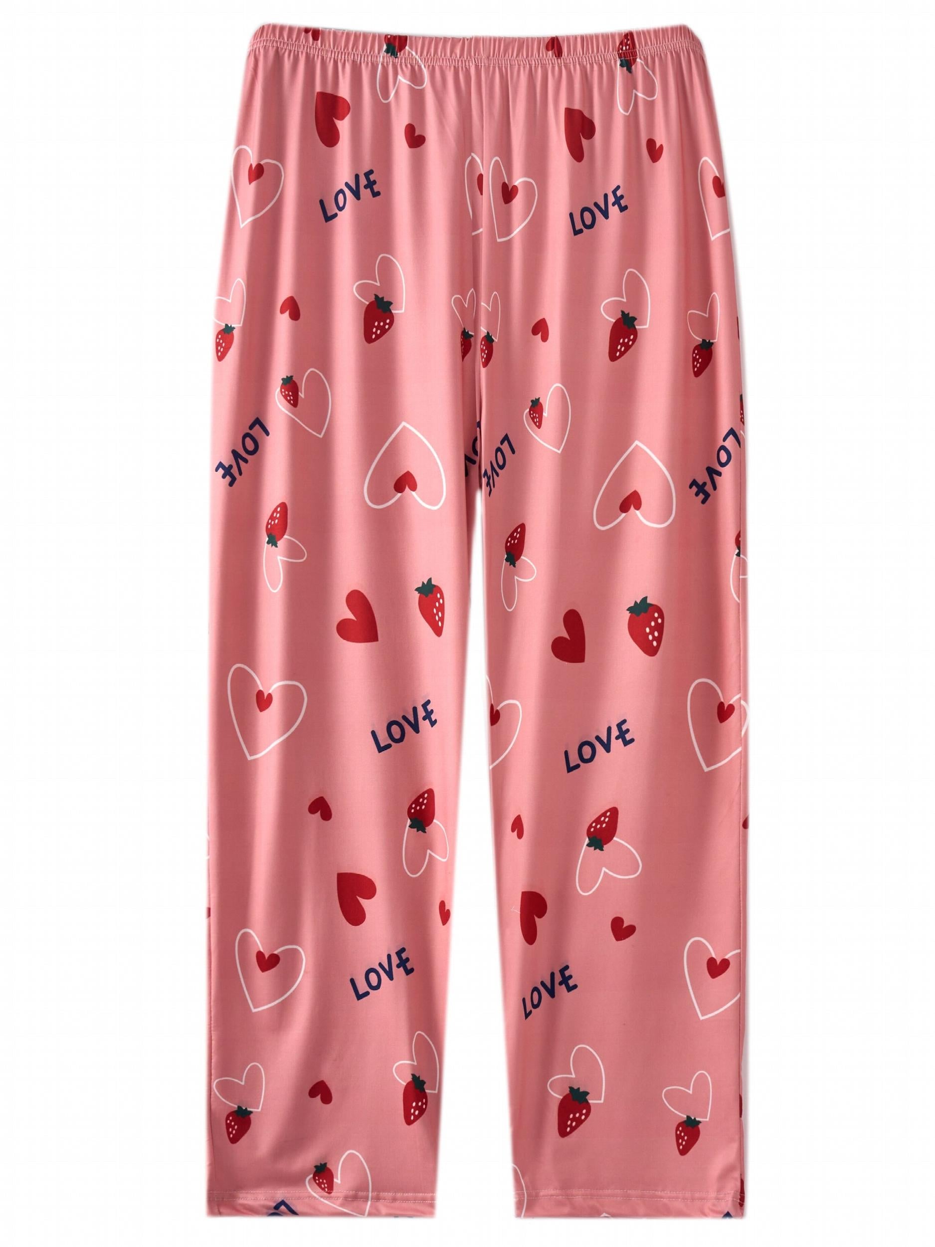 Women's Plus Heart & Strawberry Print Pajama Bottoms