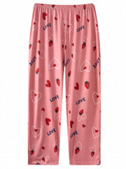 Women's Plus Heart & Strawberry Print Pajama Bottoms