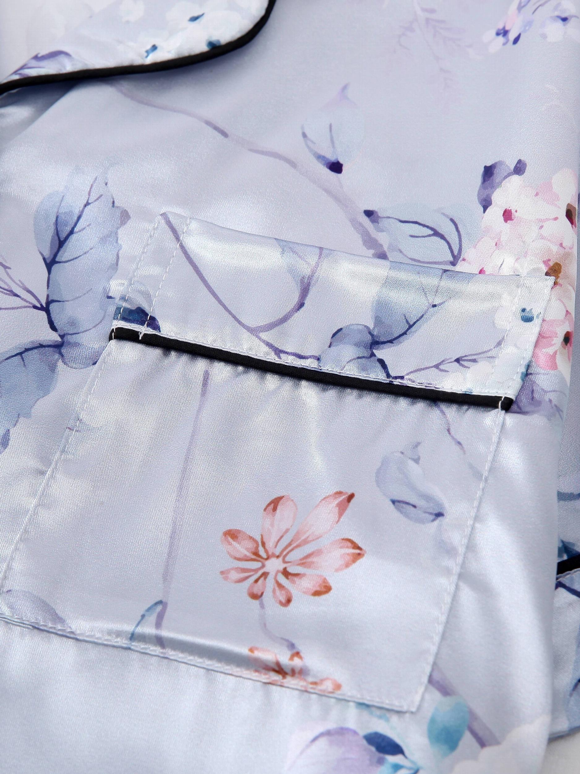 Floral Pajama Set Short Sleeve Top & Bow Shorts