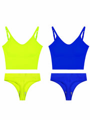 Solid Ribbed Wireless Bra & Thong Set