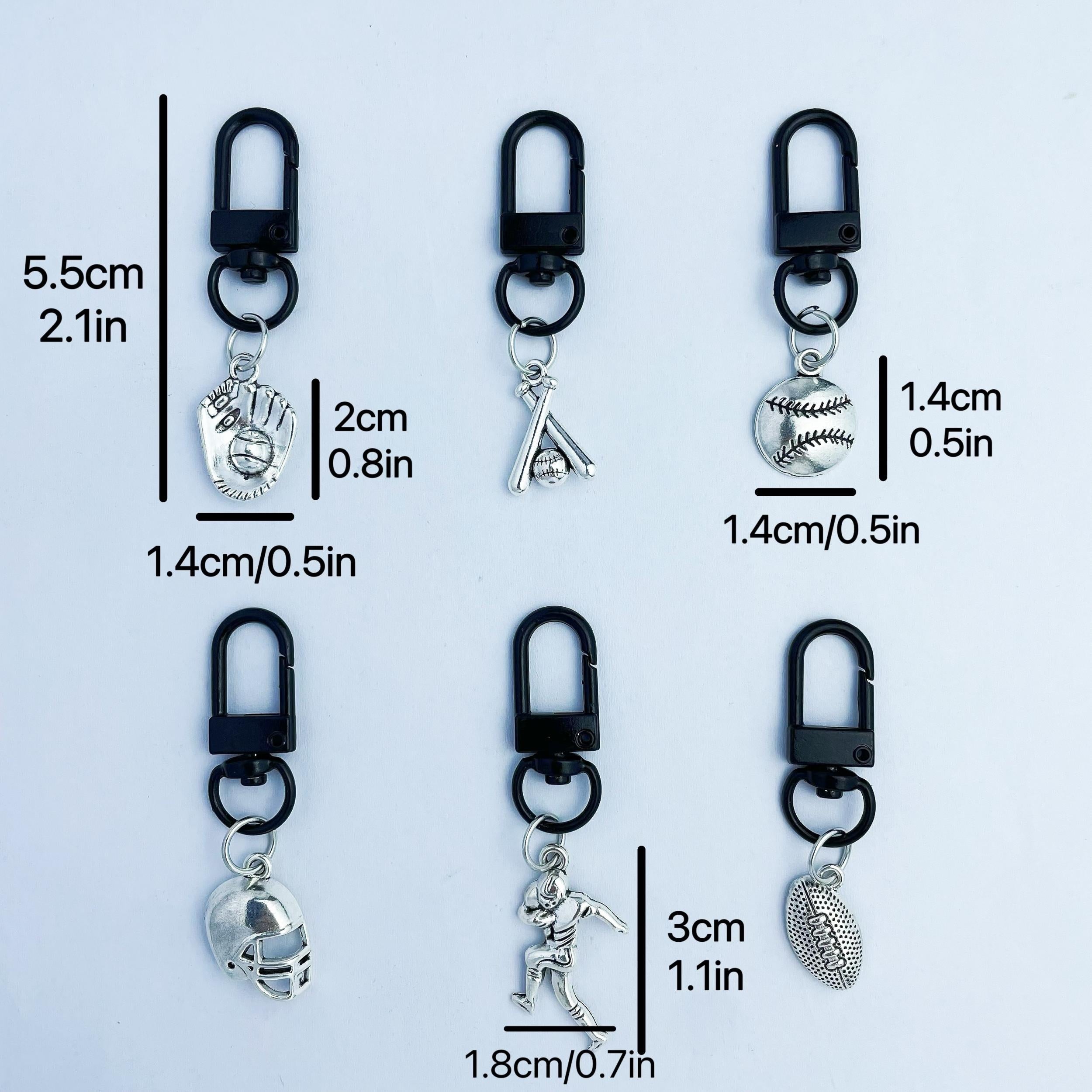 3pcs Antique Football & Baseball Keychains - Metal Keyrings for Wallets, Bags