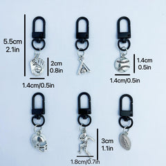 3pcs Antique Football & Baseball Keychains - Metal Keyrings for Wallets, Bags