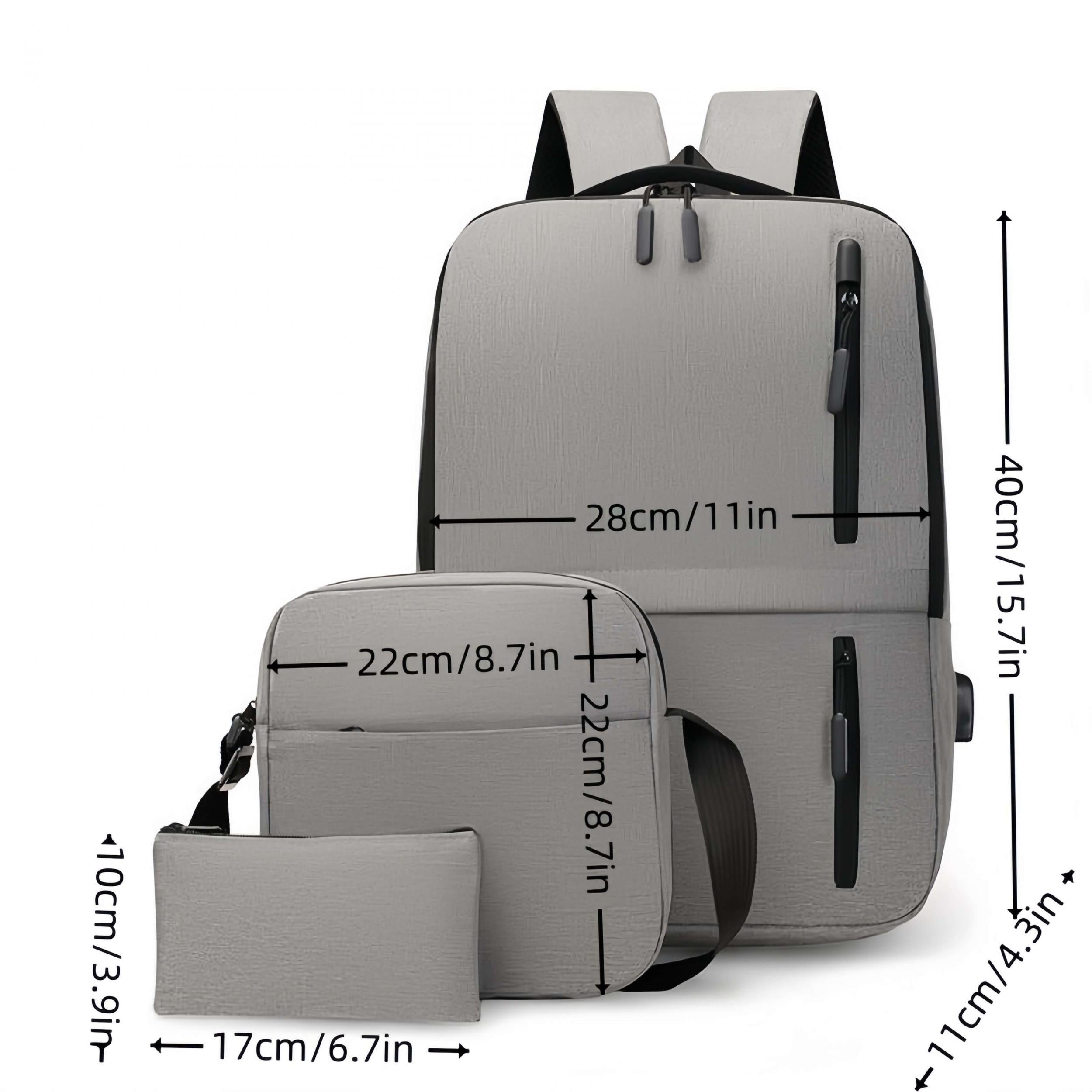 3-Piece Set Backpack Computer Business Student School Bag