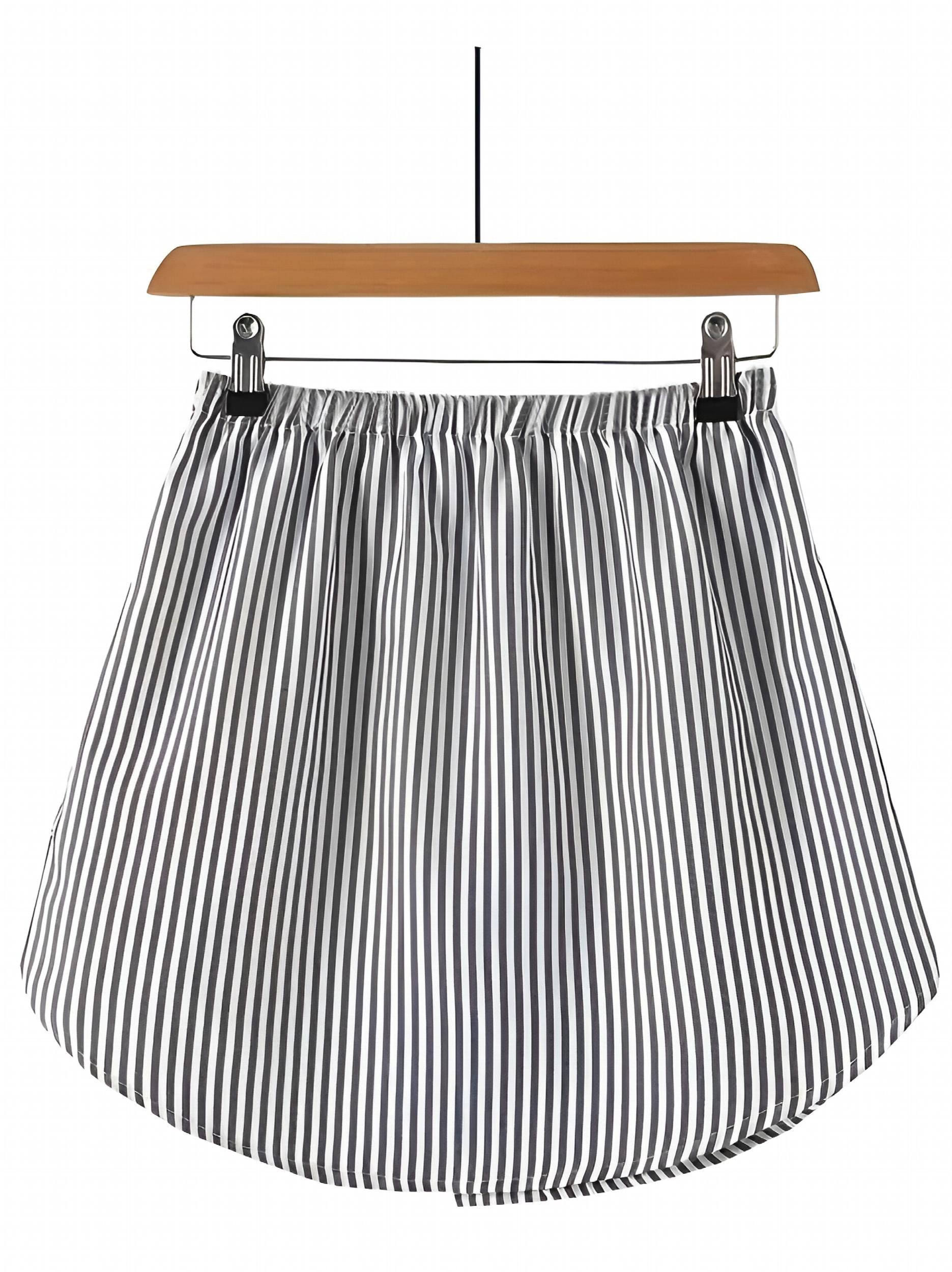 Stripe Print Asymmetrical Skirt Colorblock Casual Skirt
