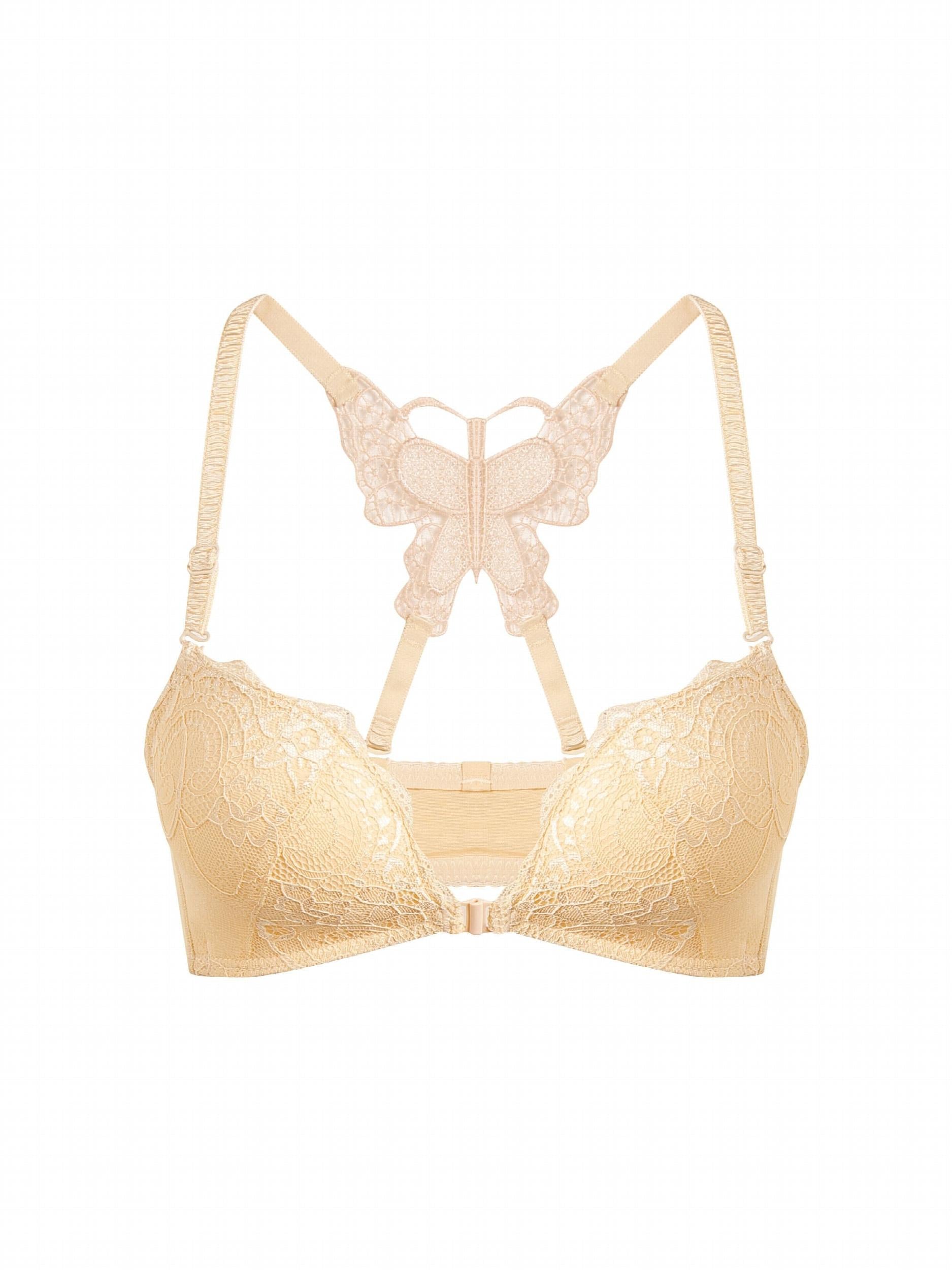 Lace Push Up Bra Embroidery Front Buckle Bra Women's Lingerie
