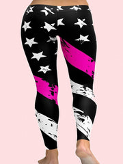 Women's Plus Crinkle Star & Stripe Print Yoga Leggings
